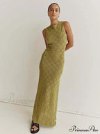 Beachwear Out Knitted Sleeveless Slit Tank Maxi Dress image 6