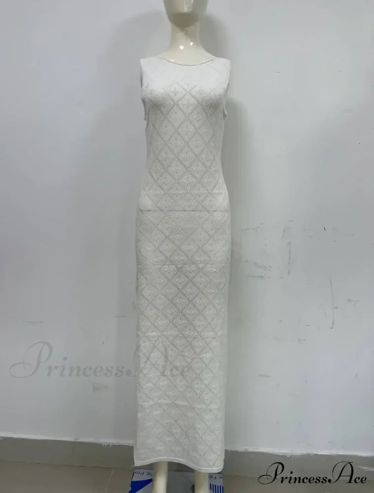 Beachwear Out Knitted Sleeveless Slit Tank Maxi Dress image 8