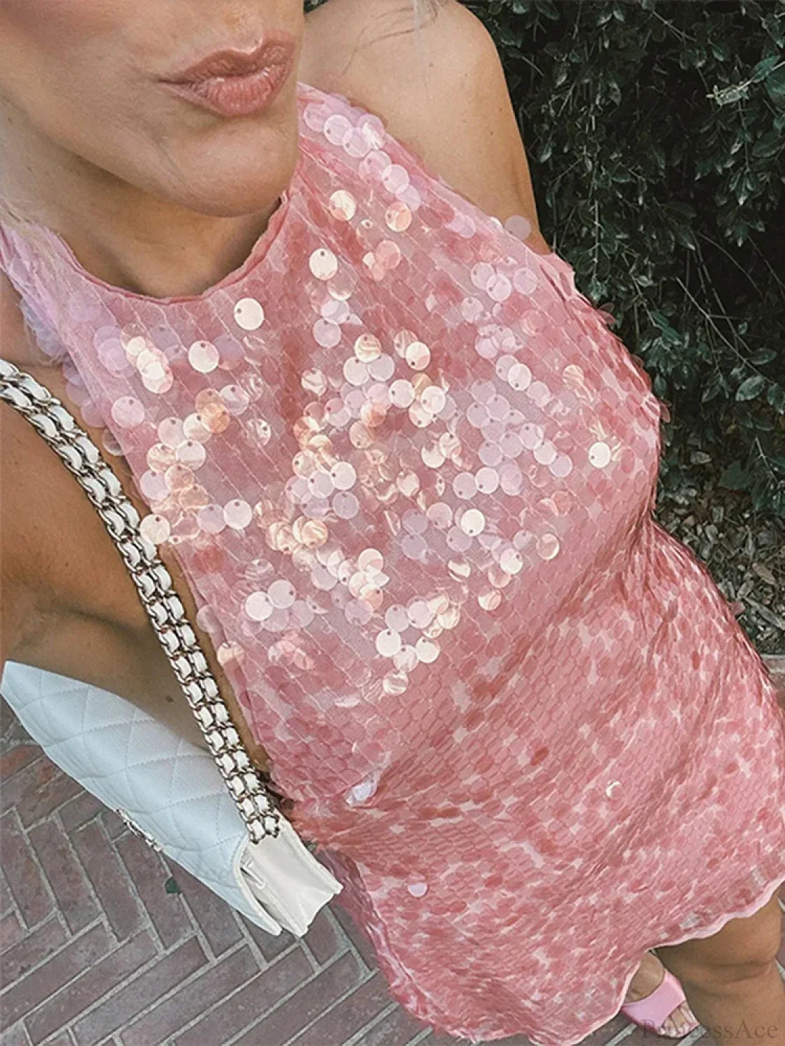 Beaded Sequin Glitter Mini Dress image 1