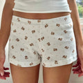 Bear Print Retro Slim Fit Camis Low Rise Shorts Two Pieces Set image 7