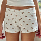 Bear Print Retro Slim Fit Camis Low Rise Shorts Two Pieces Set image 5