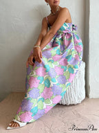 Beautiful Temperament Printed Charming Strapless Backless Swing Dress image 4