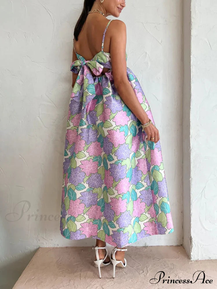 Beautiful Temperament Printed Charming Strapless Backless Swing Dress image 5