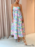 Beautiful Temperament Printed Charming Strapless Backless Swing Dress image 1