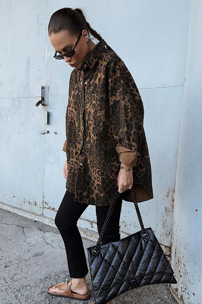 Autumn Vintage Leopard Print Casual Blouse image 3
