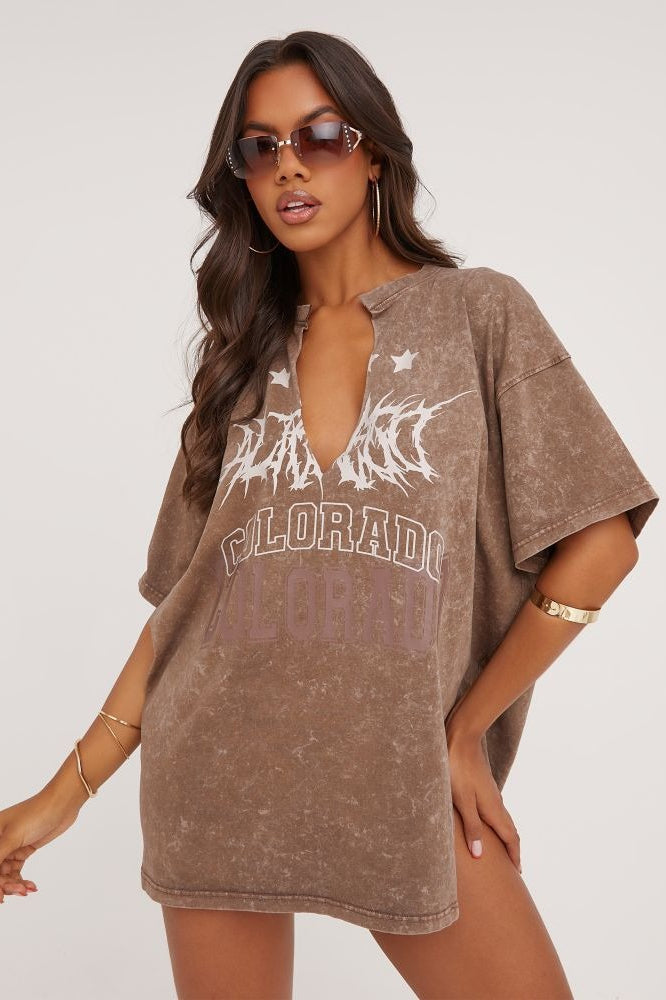 Loose Casual Sexy V Neck Vintage T-shirt image 5