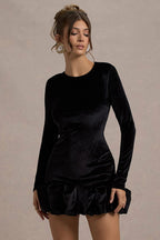 Velvet Pleated Hem Long Sleeve Party Dress image 7