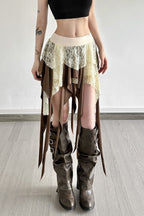 Chic Color Block Drape Tie Asymmetric Skirt image 6