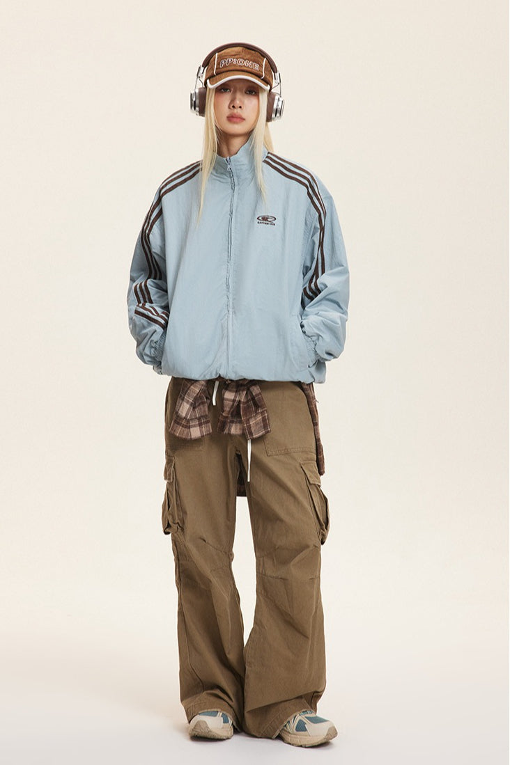 Reversible Stand Collar Colorblock Jacket image 10