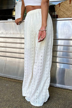 Sexy Solid Sheer Embroidery Drawstring Pants image 5