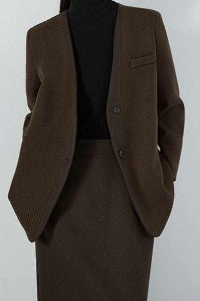 V Neck Single Breasted Blazer image 1