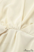 Beige Chiffon Tie Waist Flared Sleeve Blouse image 4