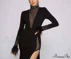 Beka Mesh And Heat Graceful Stone High Slit Dress image 7