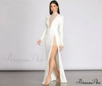 Beka Mesh And Heat Graceful Stone High Slit Dress image 4
