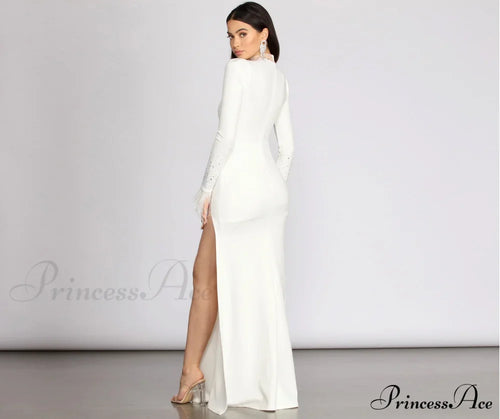 Beka Mesh And Heat Graceful Stone High Slit Dress image 2