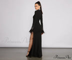 Beka Mesh And Heat Graceful Stone High Slit Dress image 6