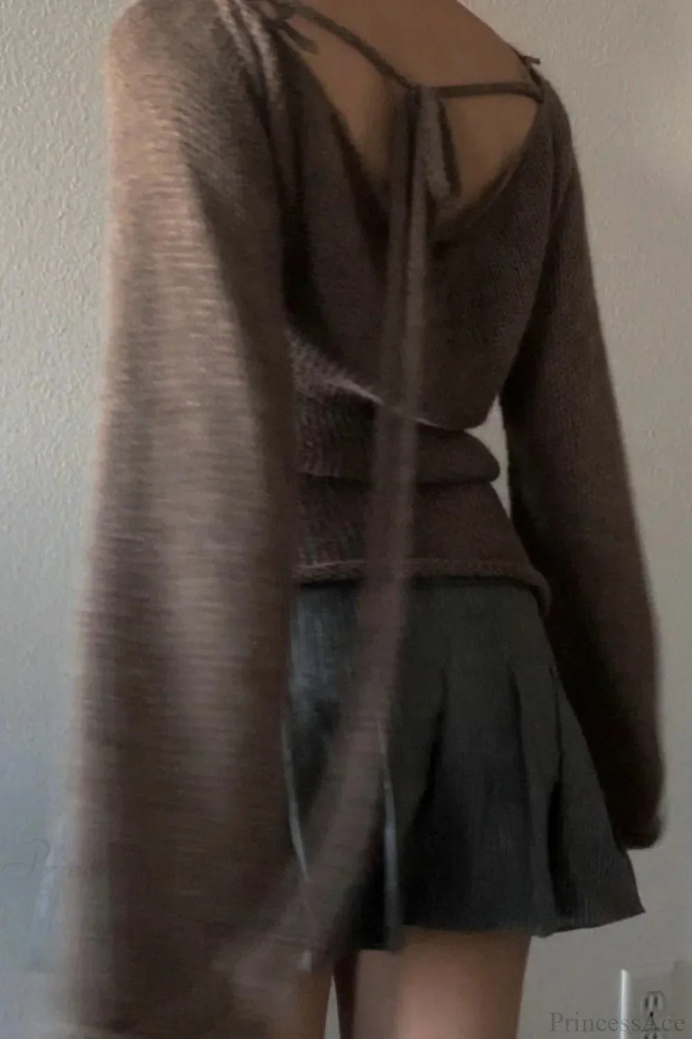 Bell Sleeve Tie Back Knit Sweater image 3