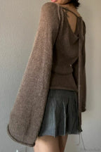 Bell Sleeve Tie Back Knit Sweater image 4