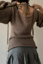 Bell Sleeve Tie Back Knit Sweater image 5