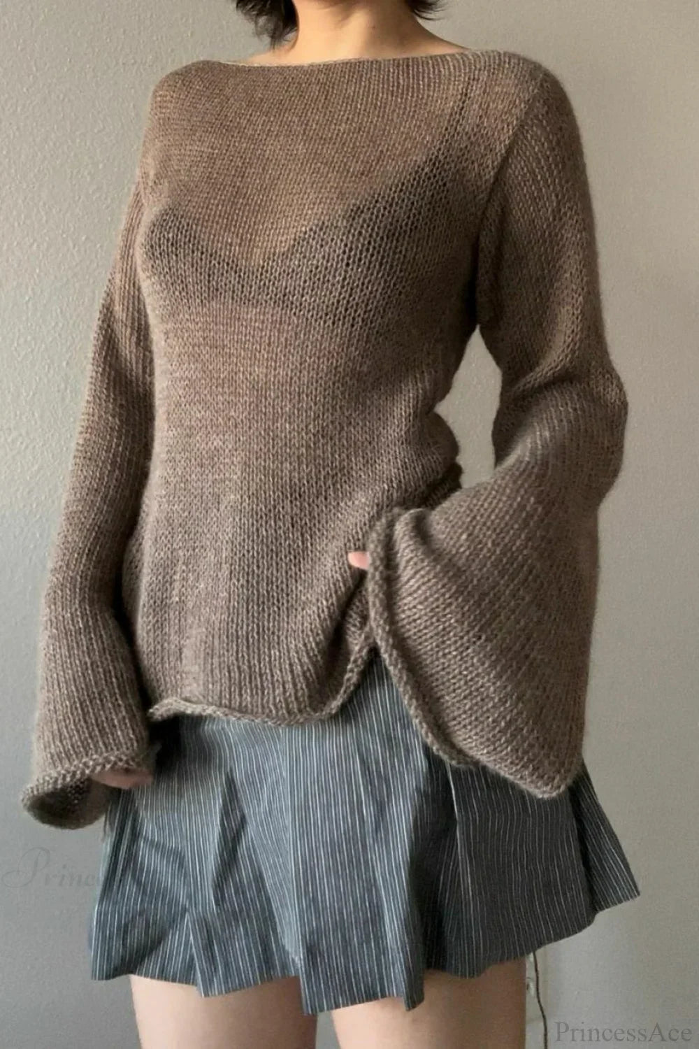 Bell Sleeve Tie Back Knit Sweater image 1