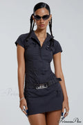 Belted Cargo Mini Charming Dress In Grey image 1