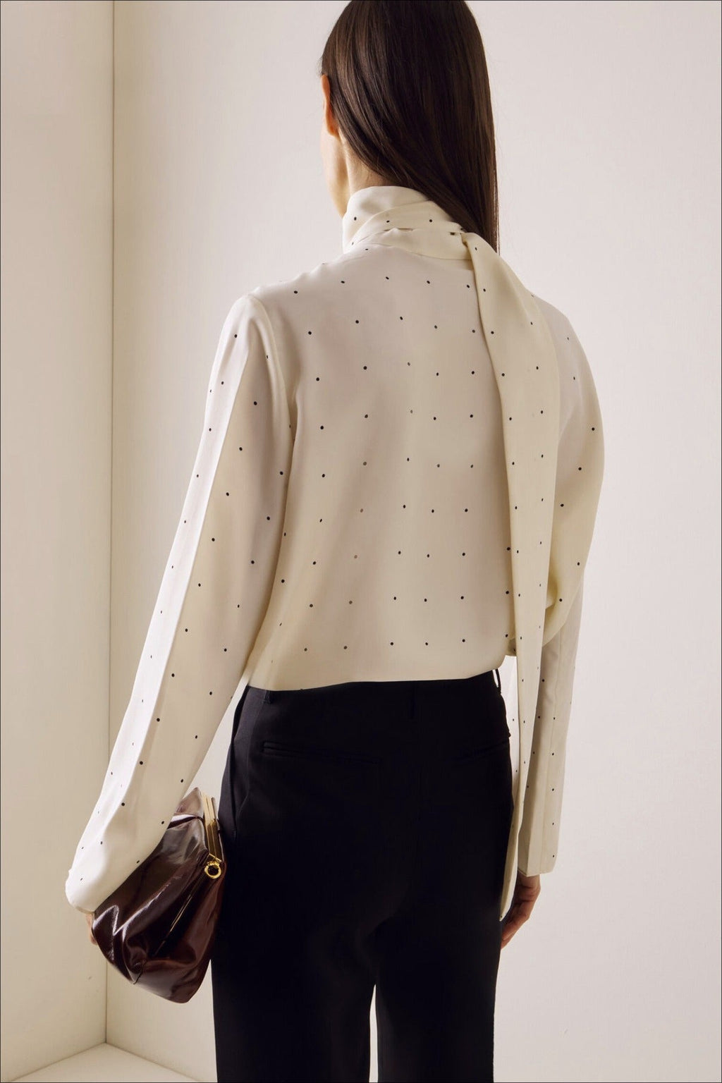 Ribbon Polka Dot Loose Commuter Blouse image 6