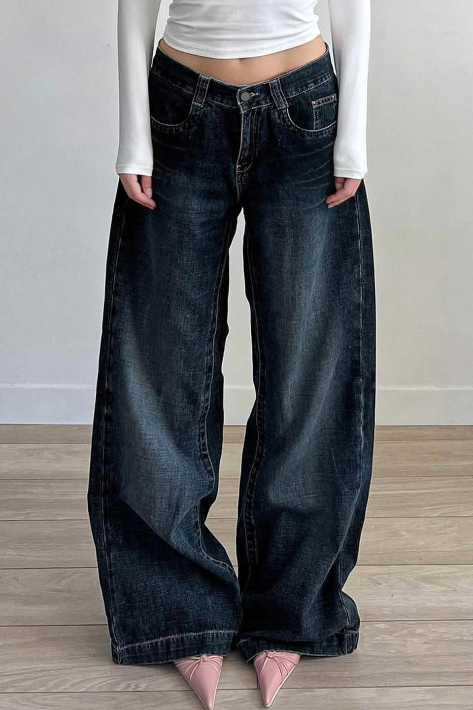 Minimal Vintage Loose Washed Black Jeans image 1