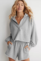 Chic Relaxed Solid V-Neck Hoodie image 5