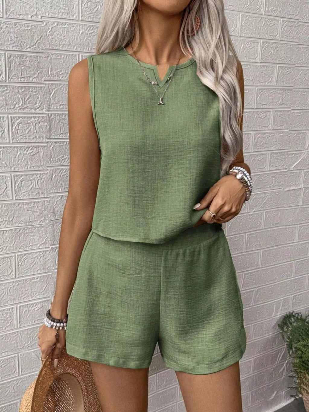 Dulcie Short Set detail view styled for Avrienne