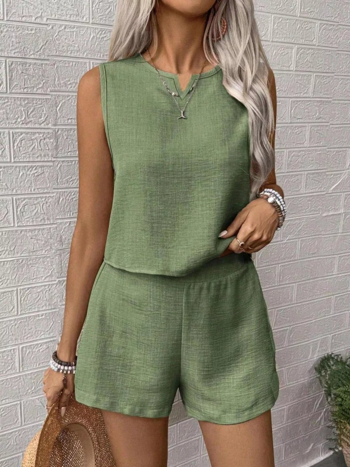 Dulcie Short Set detail view styled for Avrienne