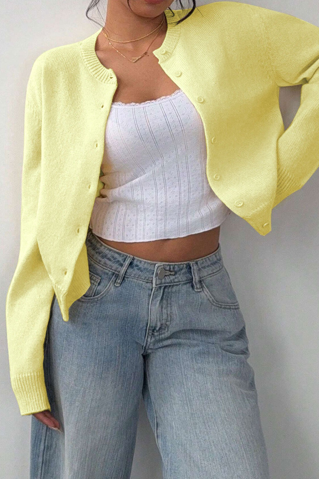 Lightweight Round Neck Button Cardigan image 2