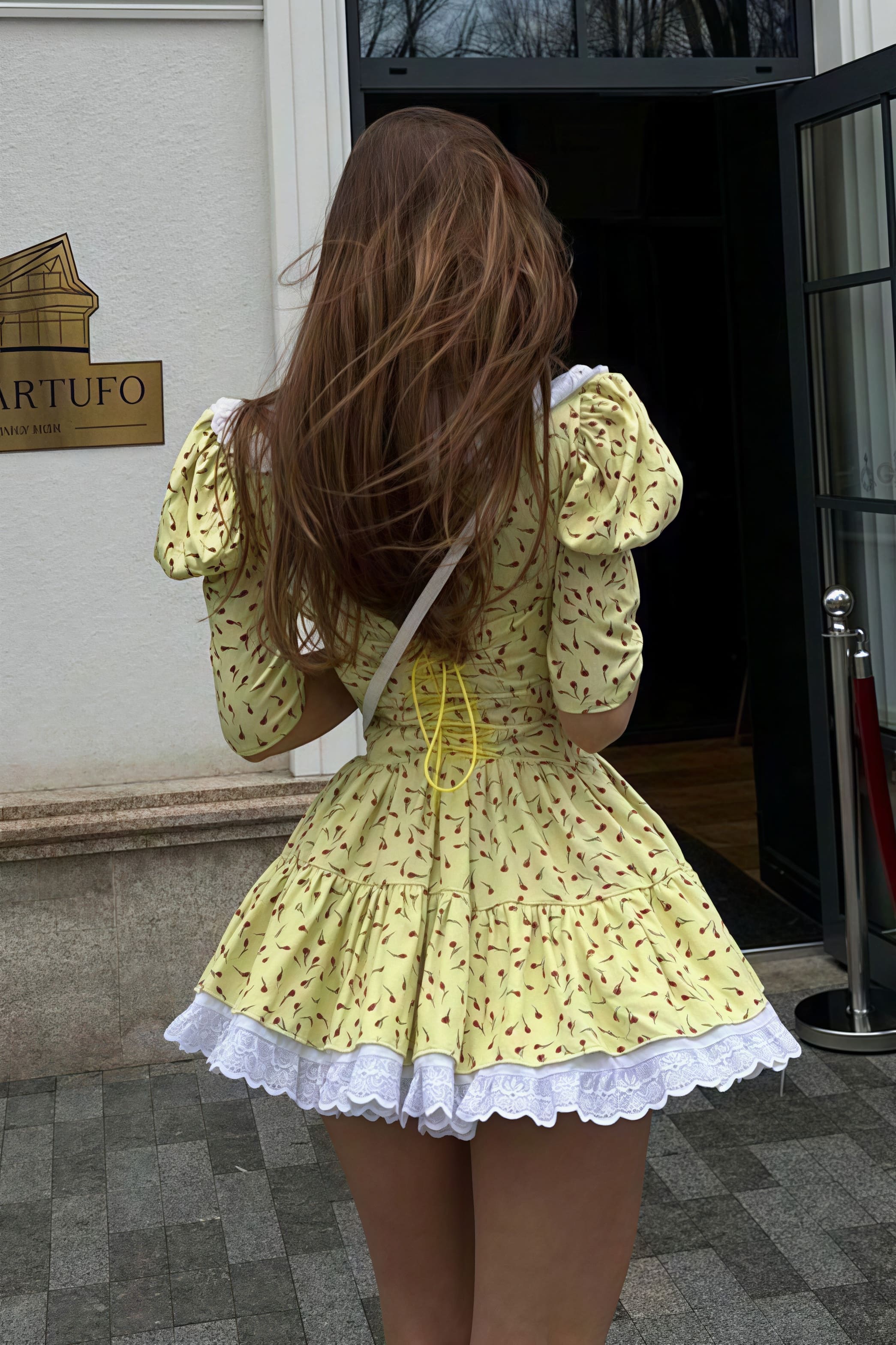 Peter Pan Collar Short Sleeve Floral Mini Dress image 2