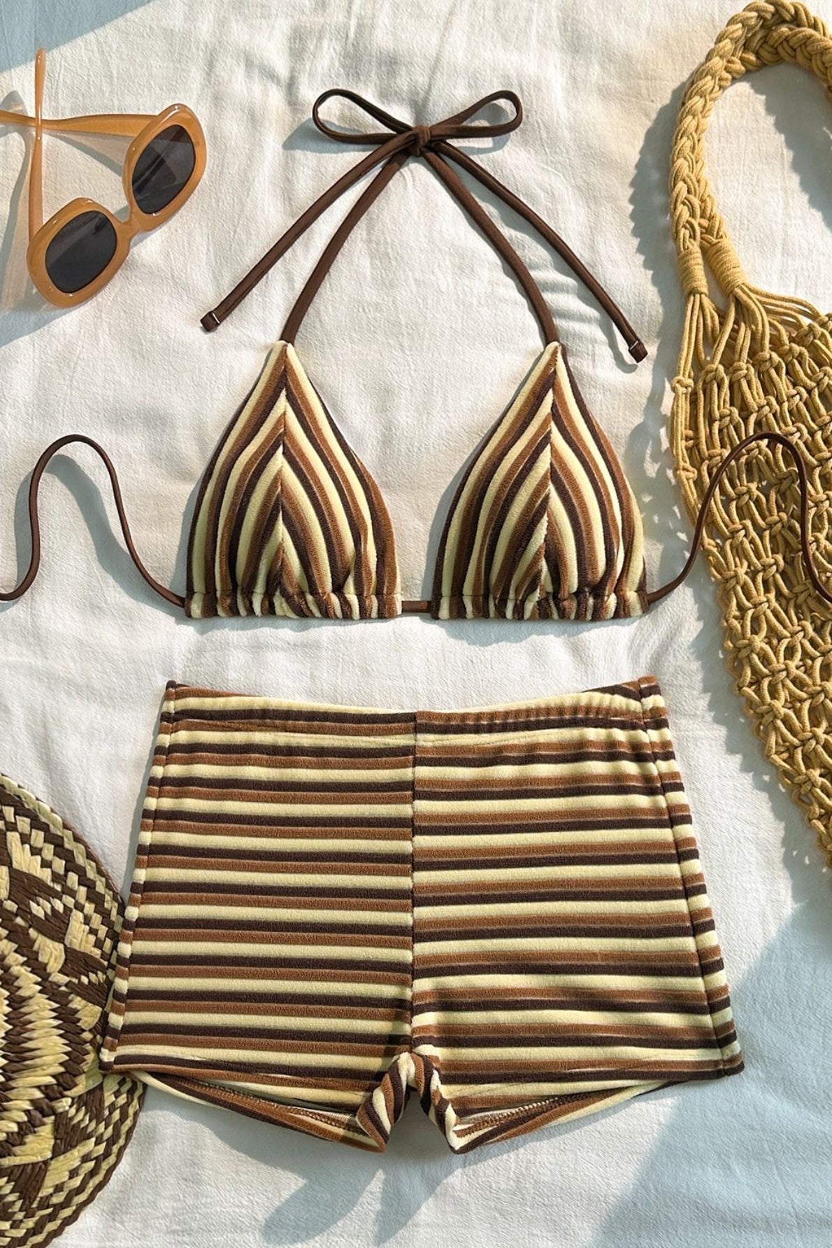 Striped Towel Cloth Fresh Bikini Set image 4