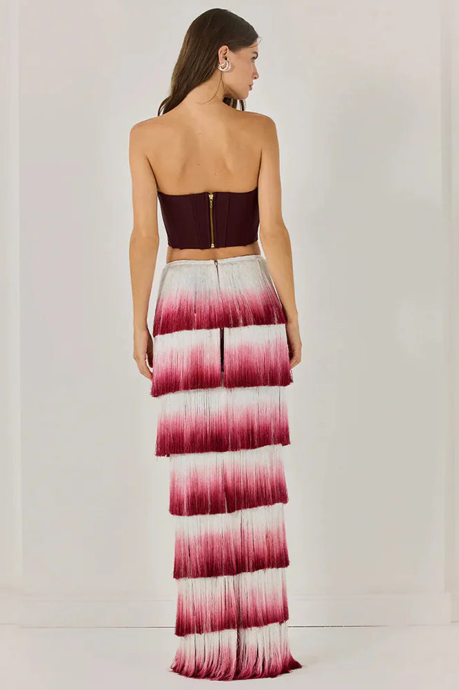 Elegant Fringed Waist Elastic Casual Maxi Dress image 4