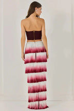 Elegant Fringed Waist Elastic Casual Maxi Dress image 4