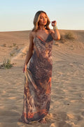 Vacation Style Printed Backless Maxi Dress image 1