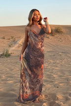 Vacation Style Printed Backless Maxi Dress image 1