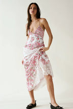 Deep V Ruffle Floral Lace Patchwork Cami Maxi Dress image 9