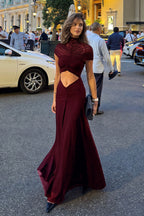 Open Back Cut Out Crop Top Flared Maxi Dress image 3