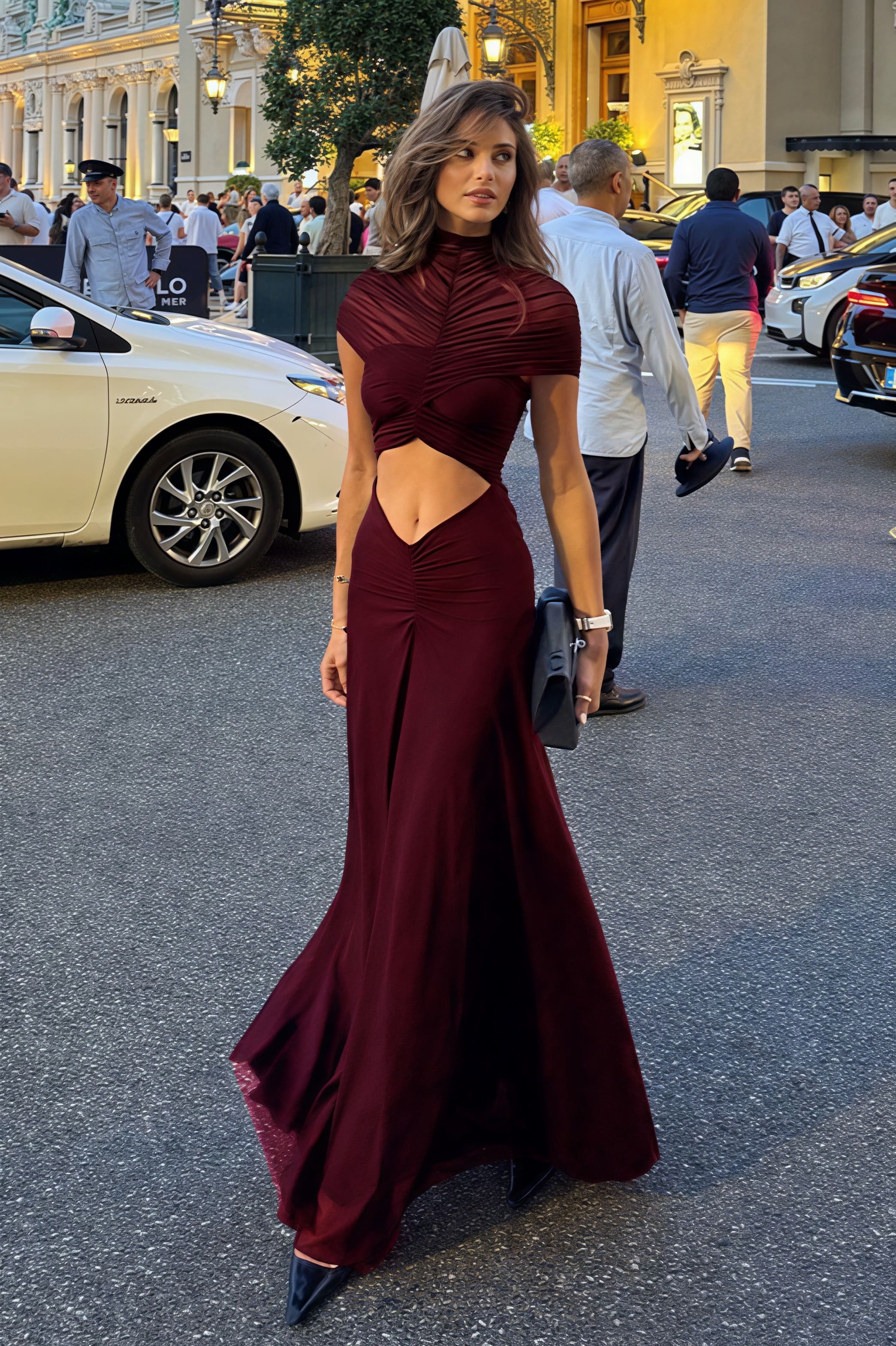 Open Back Cut Out Crop Top Flared Maxi Dress image 3