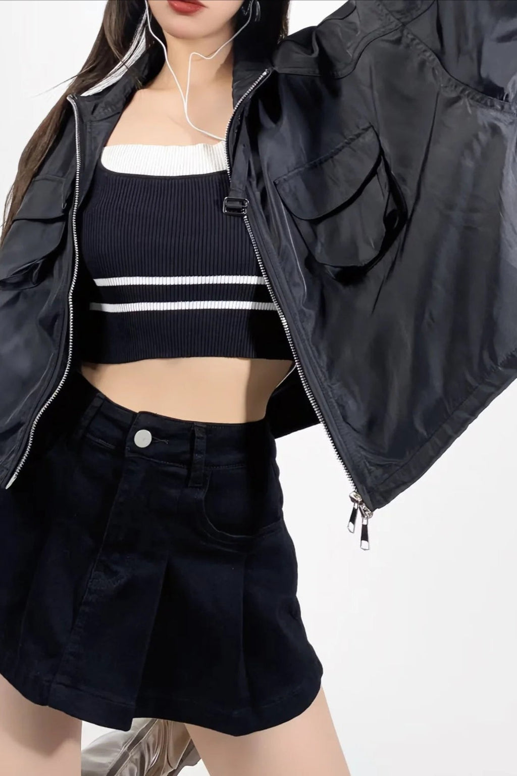 Cropped Cargo High Neck Coat image 8