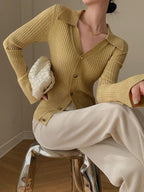 Blue V-Neck Knit Cardigan image 3