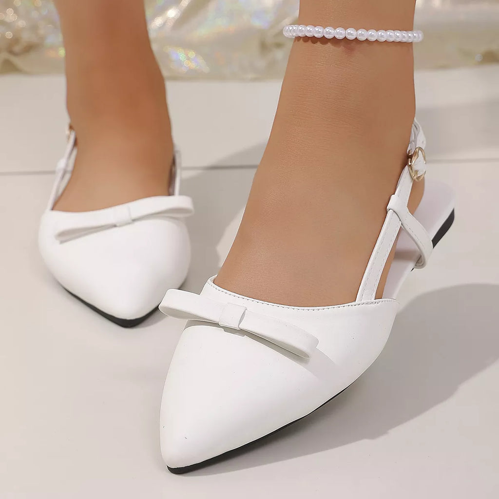 Adele Slingback Sandals detail view styled for Avrienne
