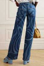 Ripple Print Casual Straight Jeans image 2