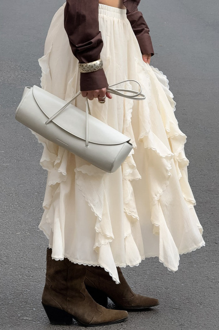 Apricot Ruffle Chic Lace Trim Skirt image 2