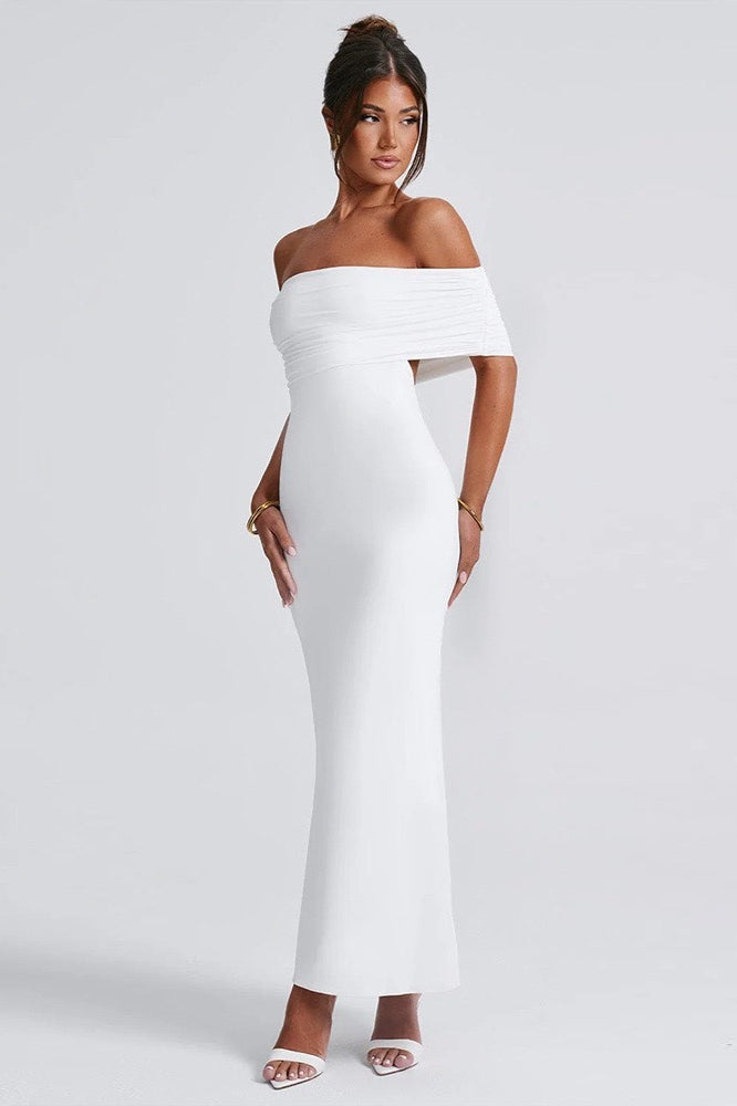 Solid Off Shoulder Ruched Formal Dress image 10