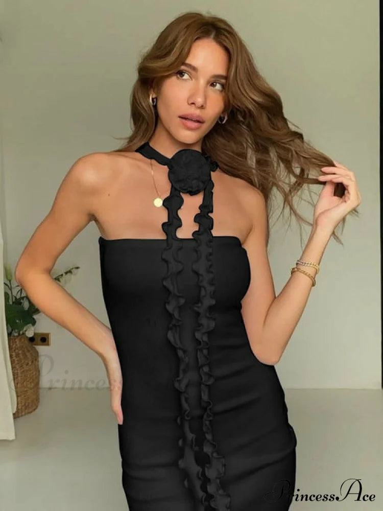 Bianca Bodycon Midi Dresses Graceful with Ruched and Rose Detail image 1
