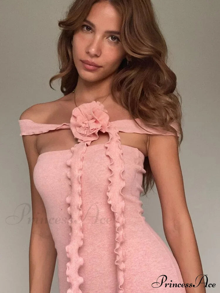 Bianca Bodycon Midi Dresses Graceful with Ruched and Rose Detail image 2