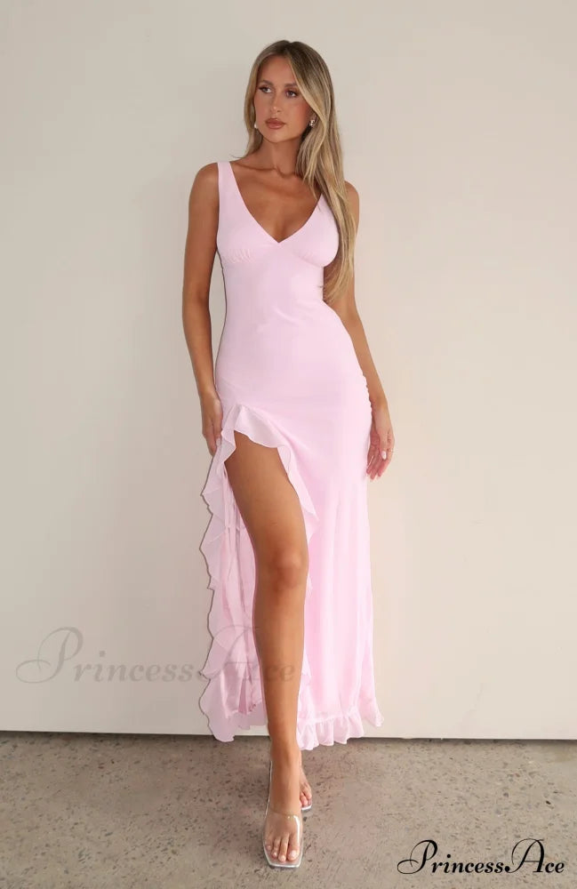 Bianca Slit Stylish Ruffled Maxi Dress image 1