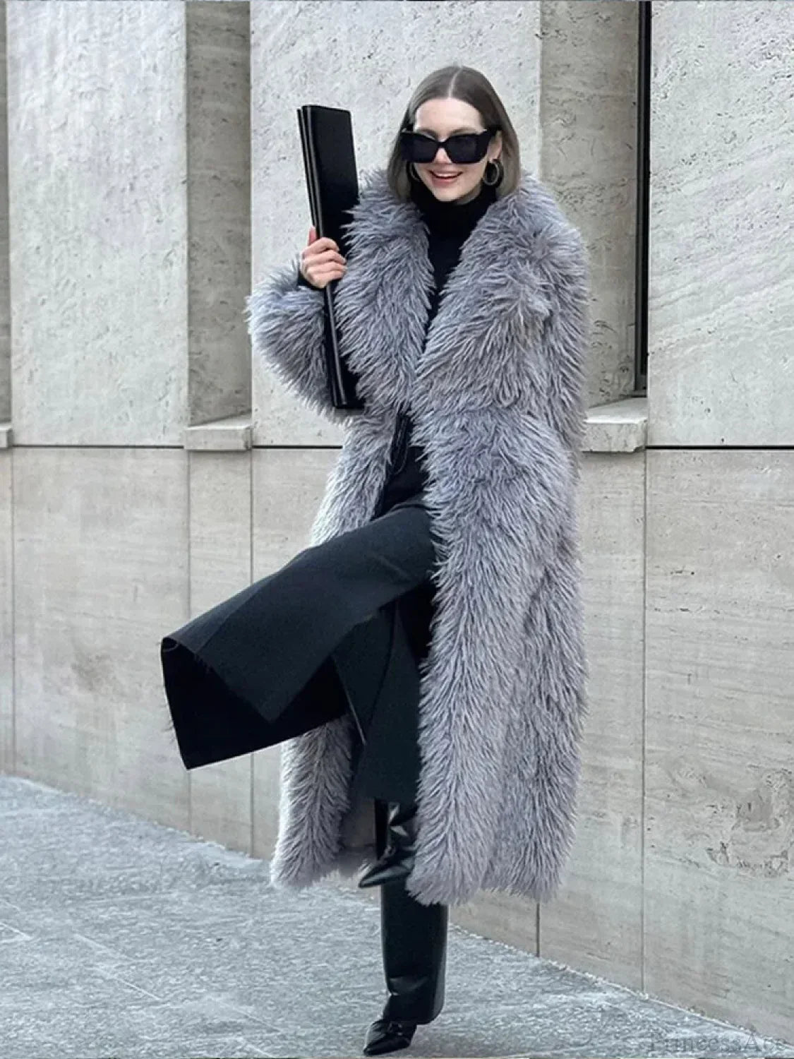 Big Lapel Long Fox Fur Coat image 3